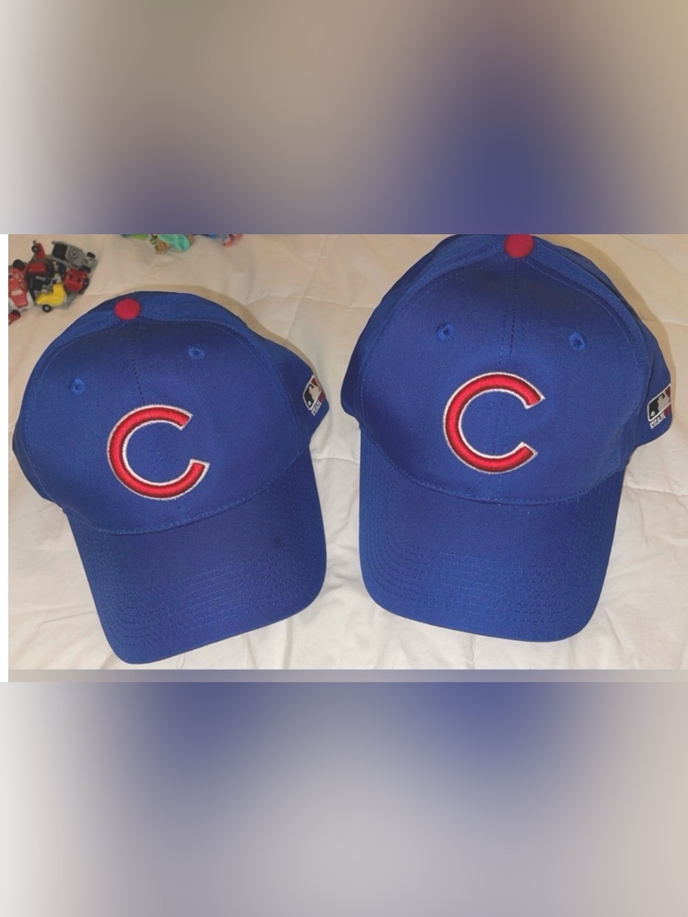 Pair of Blue Baseball Cap with Red Accent - Official MLB Team Logo